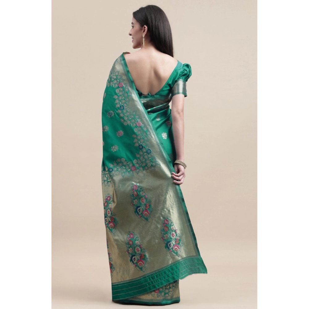 Generic Women's Kanjivaram Silk Designer Weaving Saree With Unstitched Blouse (Green, 5.50 Mtrs) Generic Women's Kanjivaram Silk Designer Weaving Saree With Unstitched Blouse (Green, 5.50 Mtrs)