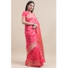Generic Women's Kanjivaram Silk Designer Weaving Saree With Unstitched Blouse (Pink, 5.50 Mtrs)