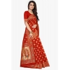 Generic Women's Banarasi Silk Designer Weaving Saree With Unstitched Blouse (Red, 5.50 Mtrs)