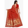 Generic Women's Banarasi Silk Designer Weaving Saree With Unstitched Blouse (Red, 5.50 Mtrs)