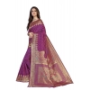Generic Women's Banarasi Silk Designer Weaving Saree With Unstitched Blouse (Purple, 5.50 Mtrs)