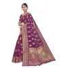 Generic Women's Banarasi Silk Designer Weaving Saree With Unstitched Blouse (Purple, 5.50 Mtrs)