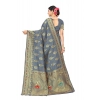 Generic Women's Banarasi Silk Designer Weaving Saree With Unstitched Blouse (Grey, 5.50 Mtrs)
