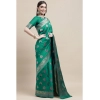 Generic Women's Kanjivaram Silk Designer Weaving Saree With Unstitched Blouse (Green, 5.50 Mtrs)