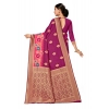 Generic Women's Banarasi Silk Designer Weaving Saree With Unstitched Blouse (Purple, 5.50 Mtrs)