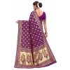 Generic Women's Banarasi Silk Designer Weaving Saree With Unstitched Blouse (Purple, 5.50 Mtrs)