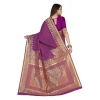Generic Women's Banarasi Silk Designer Weaving Saree With Unstitched Blouse (Purple, 5.50 Mtrs)