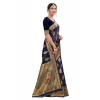 Generic Women's Banarasi Silk Designer Weaving Saree With Unstitched Blouse (Blue, 5.50 Mtrs)