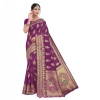 Generic Women's Banarasi Silk Designer Weaving Saree With Unstitched Blouse (Purple, 5.50 Mtrs)