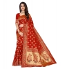Generic Women's Banarasi Silk Designer Weaving Saree With Unstitched Blouse (Red, 5.50 Mtrs)