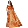 Generic Women's Banarasi Silk Designer Weaving Saree With Unstitched Blouse (Orange, 5.50 Mtrs)