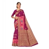 Generic Women's Banarasi Silk Designer Weaving Saree With Unstitched Blouse (Purple, 5.50 Mtrs)