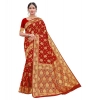 Generic Women's Banarasi Silk Designer Weaving Saree With Unstitched Blouse (Red, 5.50 Mtrs)
