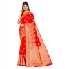 Generic Women's Banarasi Silk Designer Weaving Saree With Unstitched Blouse (Red, 5.50 Mtrs)