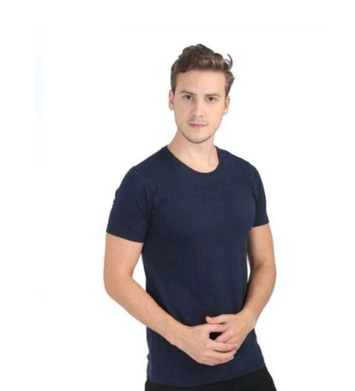 Generic Men's Casual Short Sleeves Cotton Round Neck T-shirt (Navy blue)