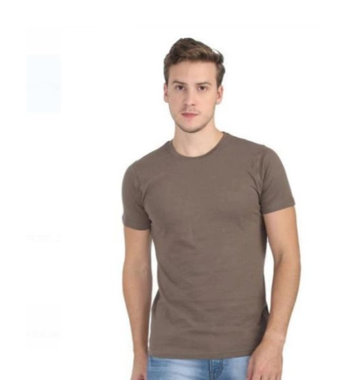 Generic Men's Casual Short Sleeves Cotton Round Neck T-shirt (Khaki)
