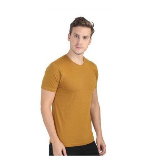 Generic Men's Casual Short Sleeves Cotton Round Neck T-shirt (Mustard)
