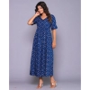 Generic Women's Casual Viscose Rayon Half Sleeve Alia Cut Gown (Blue)