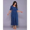 Generic Women's Casual Viscose Rayon Half Sleeve Alia Cut Gown (Blue)