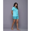 Generic Women's Casual Satin Half Sleeve Night Suit Set (Turquoise)