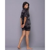 Generic Women's Casual Satin Half Sleeve Night Suit Set (Black)