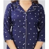 Generic Women's Casual Rayon 3-4th Sleeve Night Suit Set (Blue)