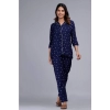 Generic Women's Casual Rayon 3-4th Sleeve Night Suit Set (Blue)