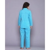 Generic Women's Casual Rayon 3-4th Sleeve Night Suit Set (Blue)