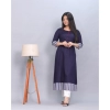 Generic Women's Casual Viscose Rayon 3-4th Sleeve Kurti (Navy Blue)