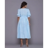 Generic Women's Casual Cotton Blend Short Sleeve Gown (Aqua Blue)