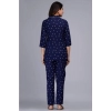 Generic Women's Casual Rayon 3-4th Sleeve Night Suit Set (Blue)