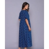 Generic Women's Casual Viscose Rayon Half Sleeve Alia Cut Gown (Blue)