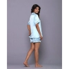 Generic Women's Casual Satin Half Sleeve Night Suit Set (Blue)