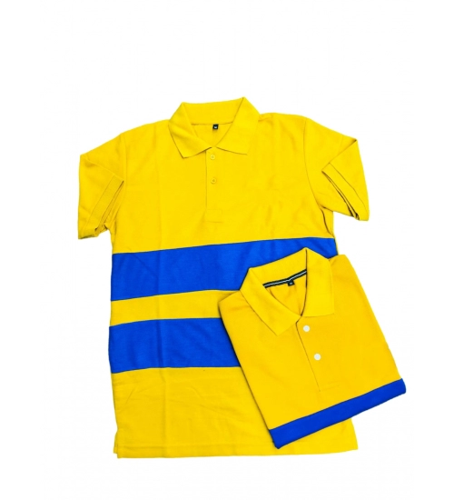 Generic Men's Casual Short Sleeves Cotton Polo Neck T-shirt (Mustard)