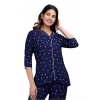 Generic Women's Casual Rayon 3-4th Sleeve Night Suit Set (Blue)