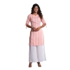 Generic Women's Casual Cotton Blend 3-4th Sleeve Straight Kurti (Orange)