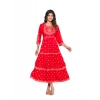 Generic Women's Casual Viscose Rayon 3-4th Sleeve Kurti (Red)