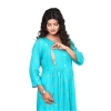Generic Women's Casual Viscose Rayon 3-4th Sleeve Maternity Kurti (Aqua Blue)