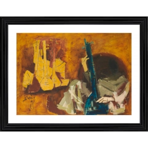 Generic Veena Players Painting With Wood Photo Frame (Multicolor)