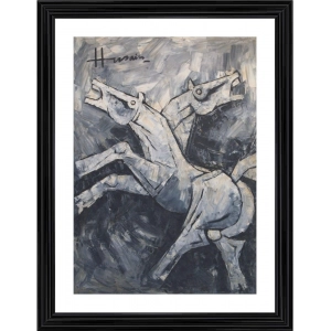 Generic Horse Painting With Wood Photo Frame (Multicolor)