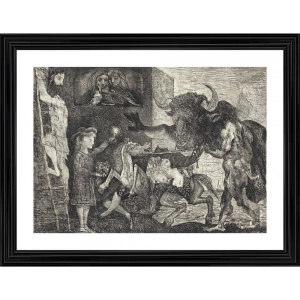 Generic Minotauromachy 1935 Painting With Wood Photo Frame (Multicolor)