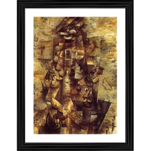Generic Man with guitar 1911 Painting With Wood Photo Frame (Multicolor)