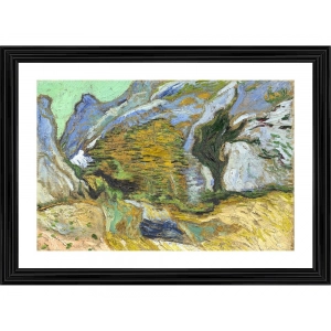 Generic Ravine with a Small Stream 1889 Painting With Wood Photo Frame (Multicolor)