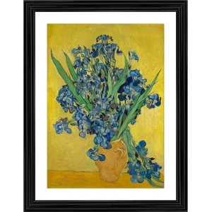 Generic Vase with Irises 1890 Painting With Wood Photo Frame (Multicolor)
