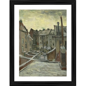 Generic Houses Seen from the Back 1886 Painting With Wood Photo Frame (Multicolor)