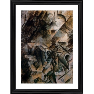 Generic Woman with Guitar and Piano 1911 Painting With Wood Photo Frame (Multicolor)