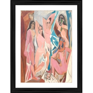 Generic The Ladies of Avignon 1907 Painting With Wood Photo Frame (Multicolor)