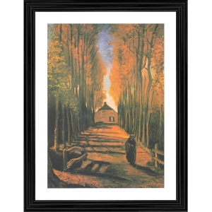 Generic Avenue of Poplars in Autumn 1884 Painting With Wood Photo Frame (Multicolor)