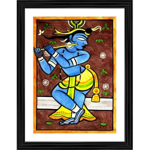 Generic Krishna Painting With Wood Photo Frame (Multicolor)