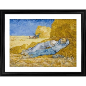 Generic Farmers Rest in Harvest season 1890 Painting With Wood Photo Frame (Multicolor)